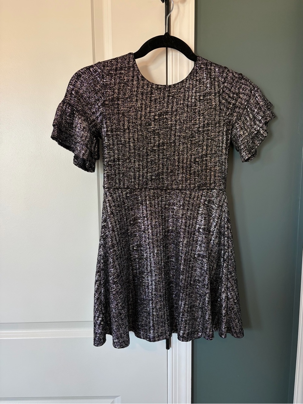 art class Black and White Textured Fit-and-Flare Kids Dress